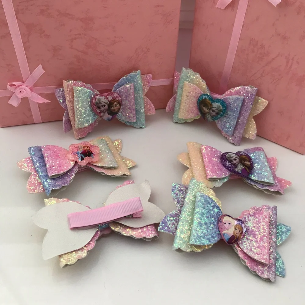 Frozen Elsa/Anna Sparkly Cute Clip Bow